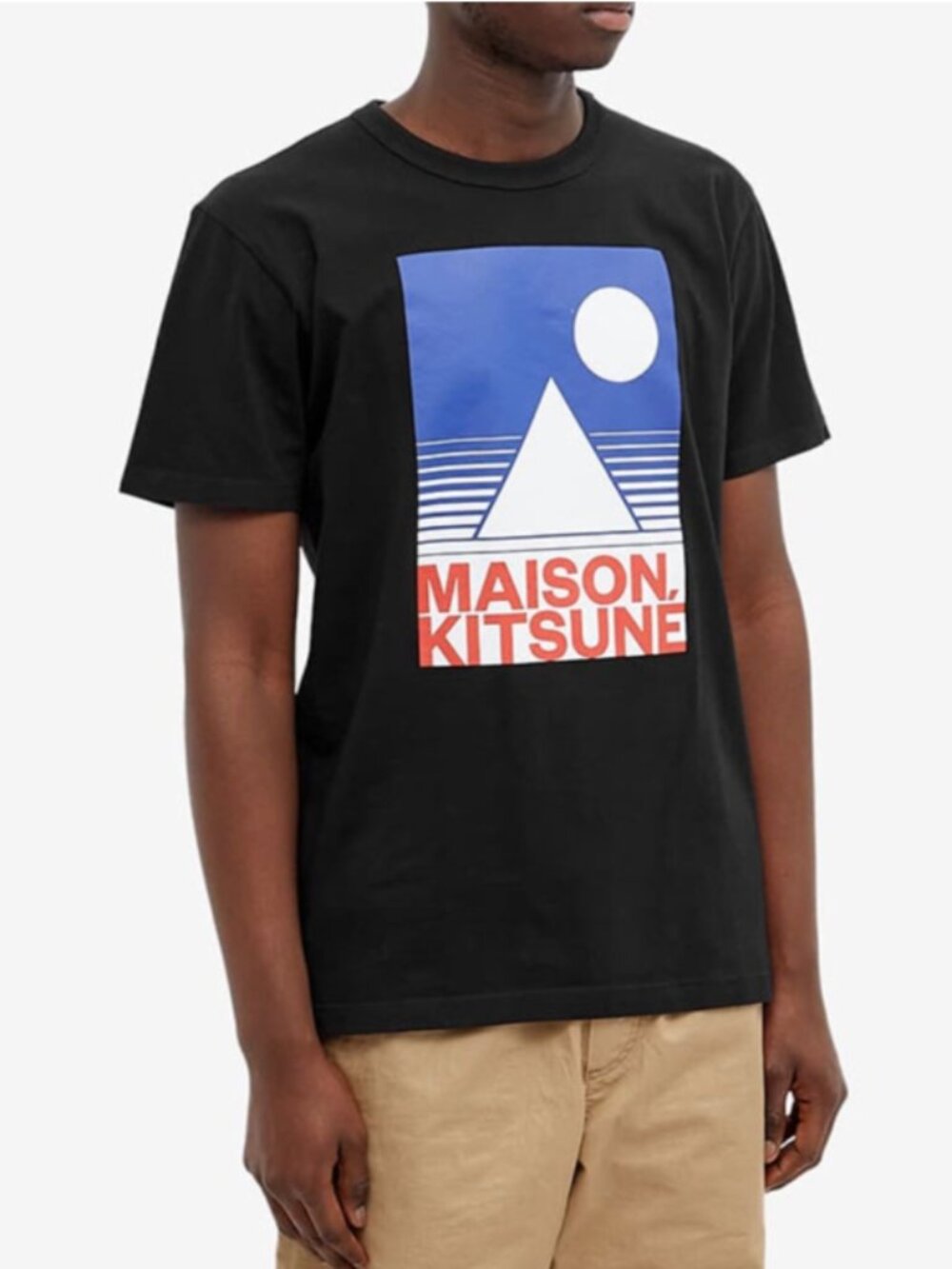 Maison Kitsuné Paris Black Geometric Graphic Logo T-Shirt Medium